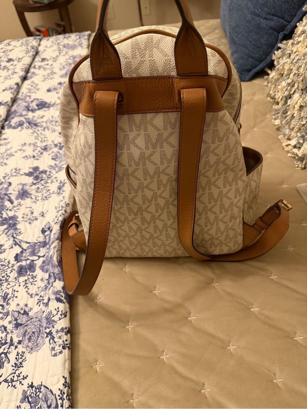 Michael Kors Cream & Brown Signature Mini Backpack - Picture 3 of 7